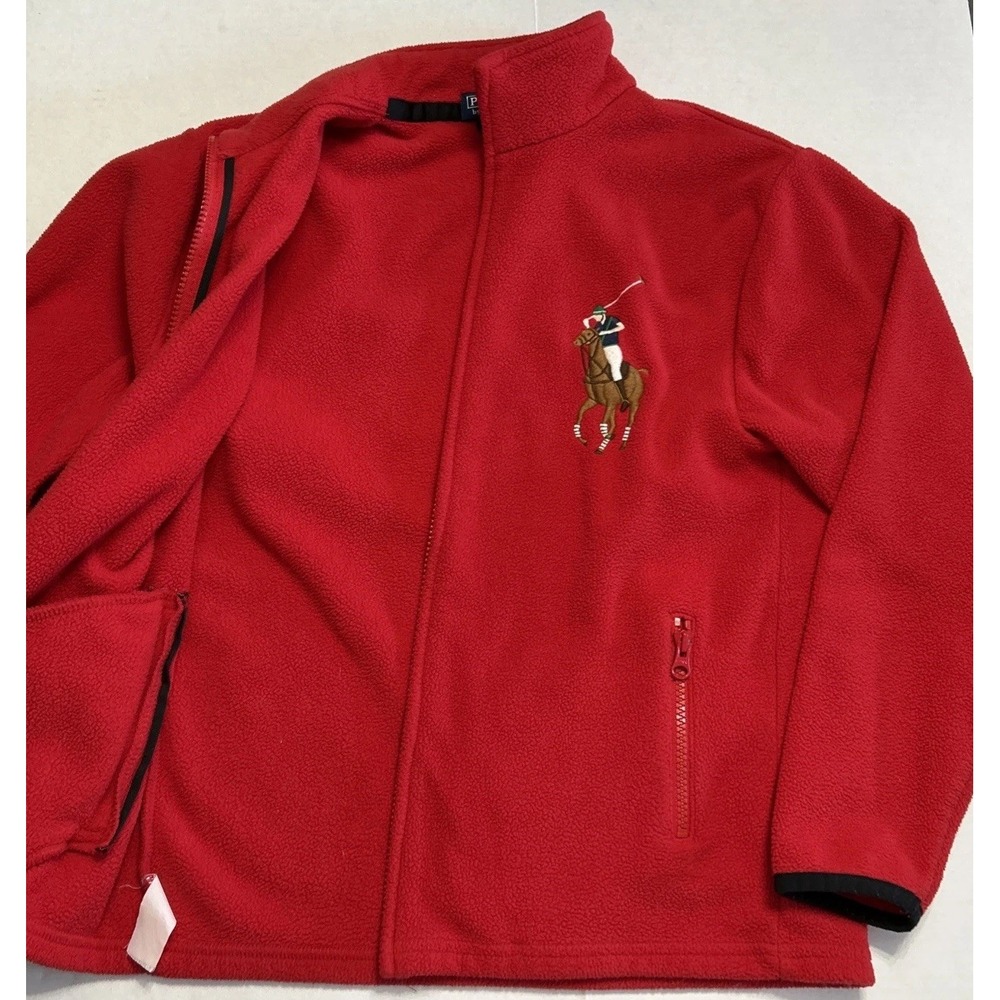 Vintage Polo Ralph Lauren Big Polo Pony Full Zip Fleece Jacket Boys 12-14